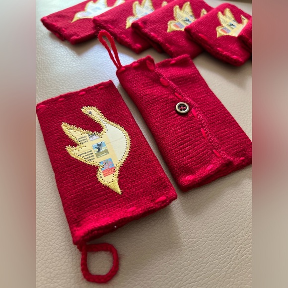 Set 3 VTG Starbucks Knit Envelope & Card Holiday Ornament Gift Pouch Bag - Picture 9 of 15